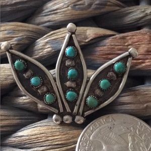 Turquoise and Sterling Navajo Scarf or Hat Pin